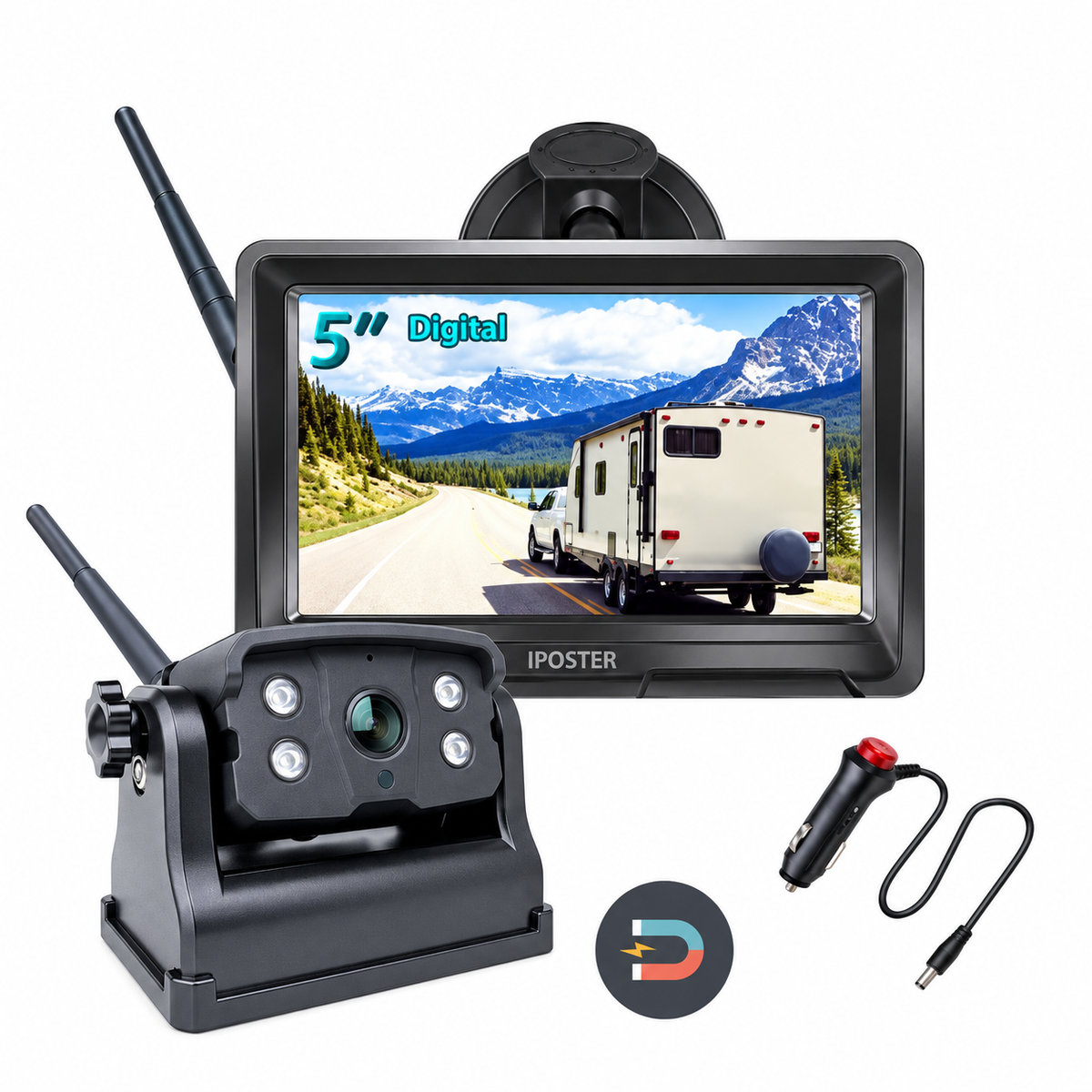 Wireless Towing Camera with 5-inch Monitor