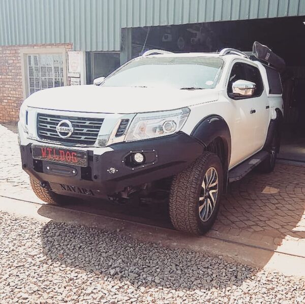 Navara 2017+ Front Replacement Bumper, Round Nudge, Spotlight Brackets, Black - Wildog Nissan Navara accessory