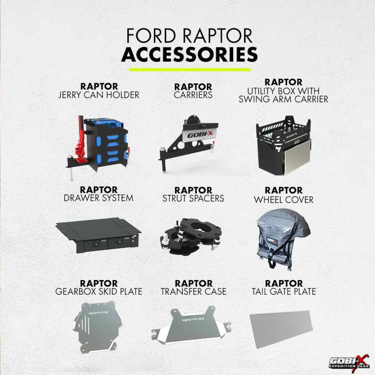 Ford Raptor 2022+ Tailgate Plate - labelled accessory reference sheet