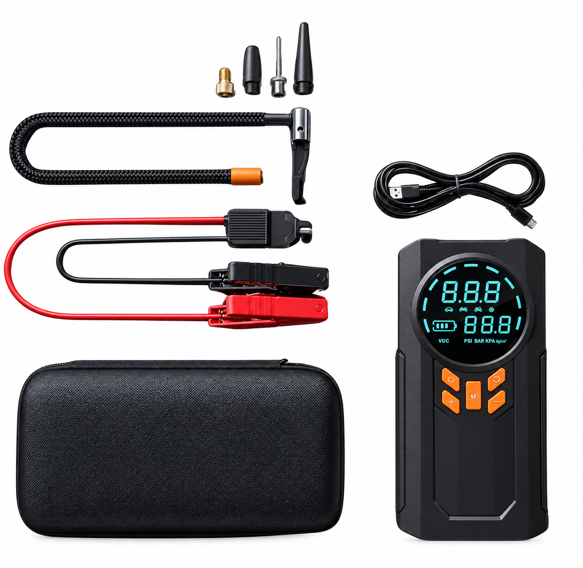 Portable Compressor and Jump Starter Kit