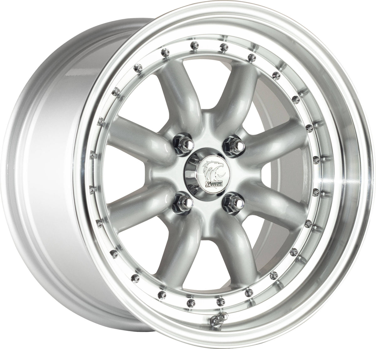 Bliss Super Silver Machined Lip Chrome Rivets Alloy Wheel