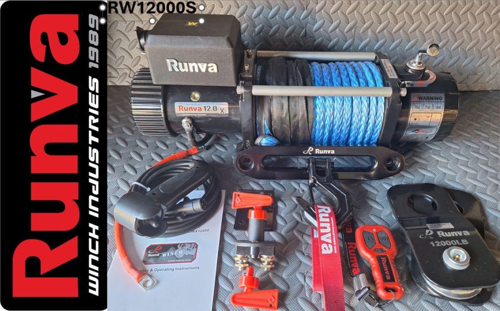 Runva Winch 12,000lb 12V with Synthetic Rope