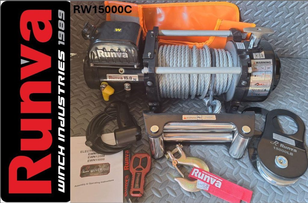 Runva Winch 15,000lb 12V with Steel Cable Heavy Duty Recovery Winch