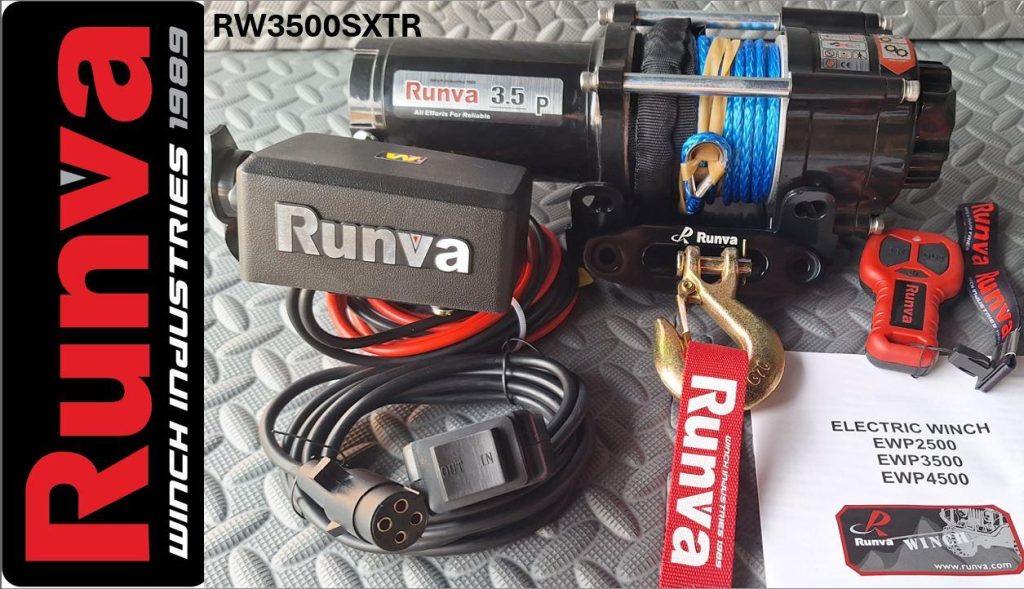 Runva Winch 3,500lb 12V with Synthetic Rope Wired & Wireless Remote