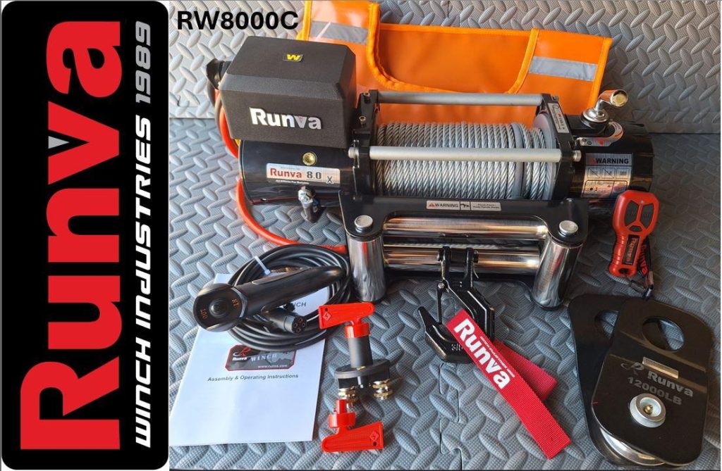 Runva Winch 8,000lb 12V with Steel Cable Off-Road Recovery Winch