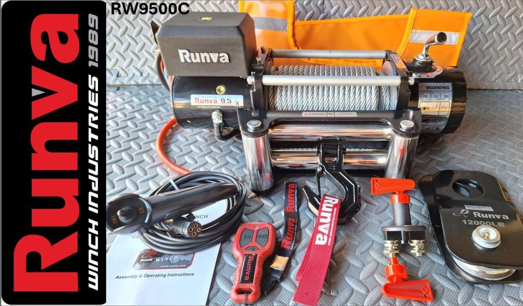 Runva Winch 9,500lb 12V with Steel Cable