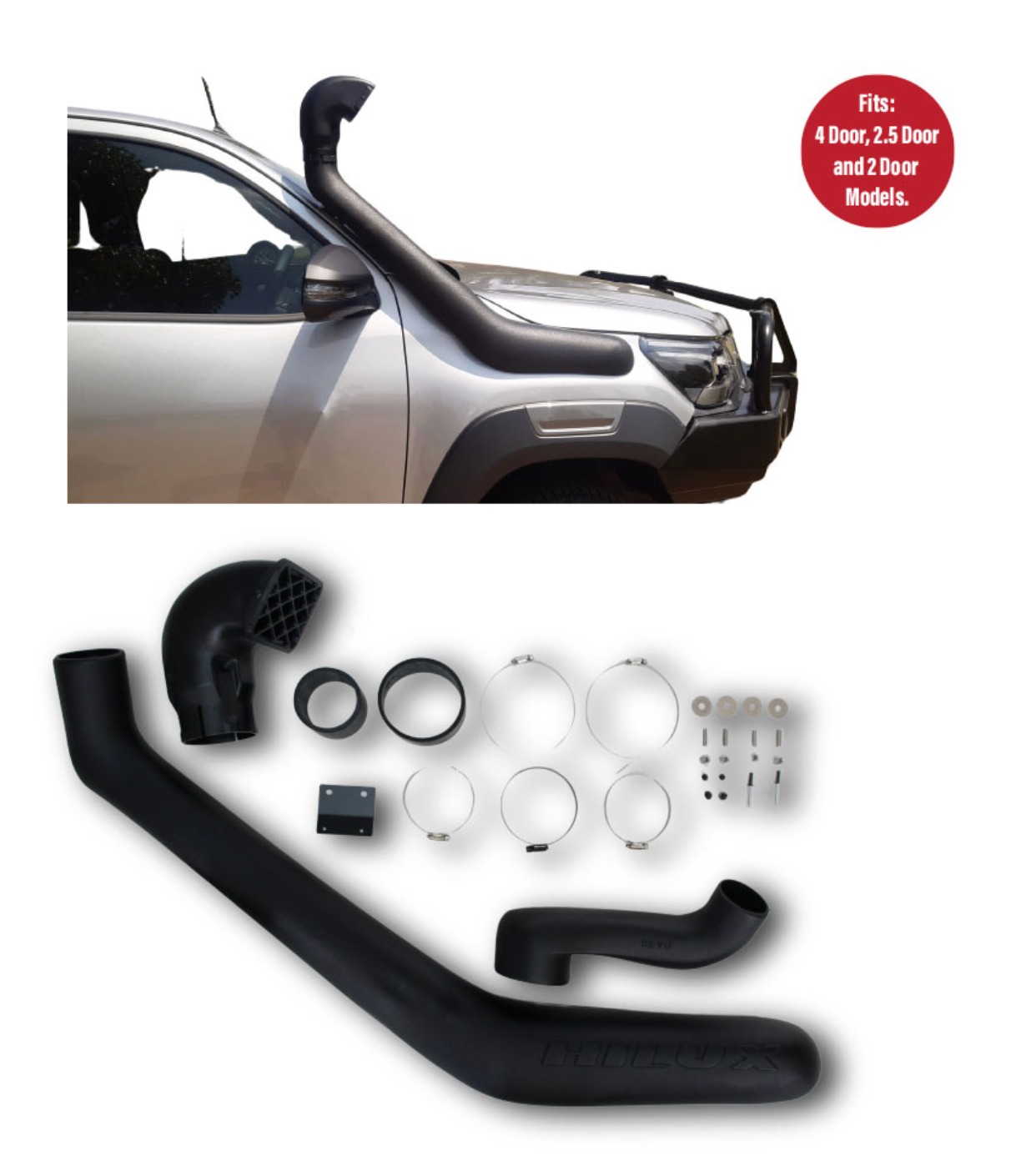 HILUX GD6 2016+ PLASTIC SNORKEL KIT BLACK