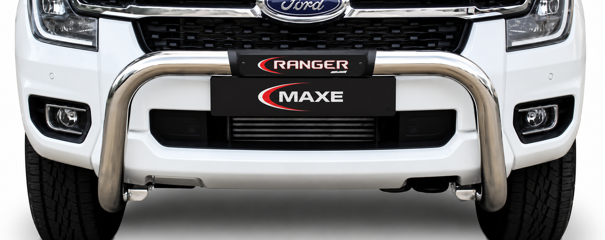 Ford Ranger Next Gen Polished Stainless Steel Parking Sensor Compatible Nudge Bar with Branded Cover