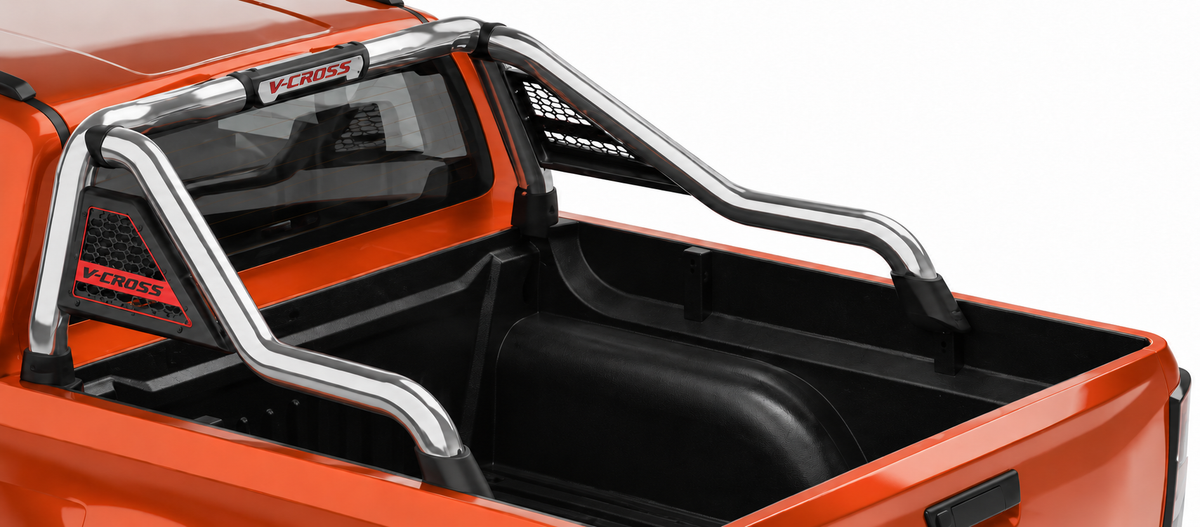 Isuzu D-Max V-Cross Gen 7 Polished Stainless Steel Long-Leg Sports Bar – Double Cab & Xtra Cab