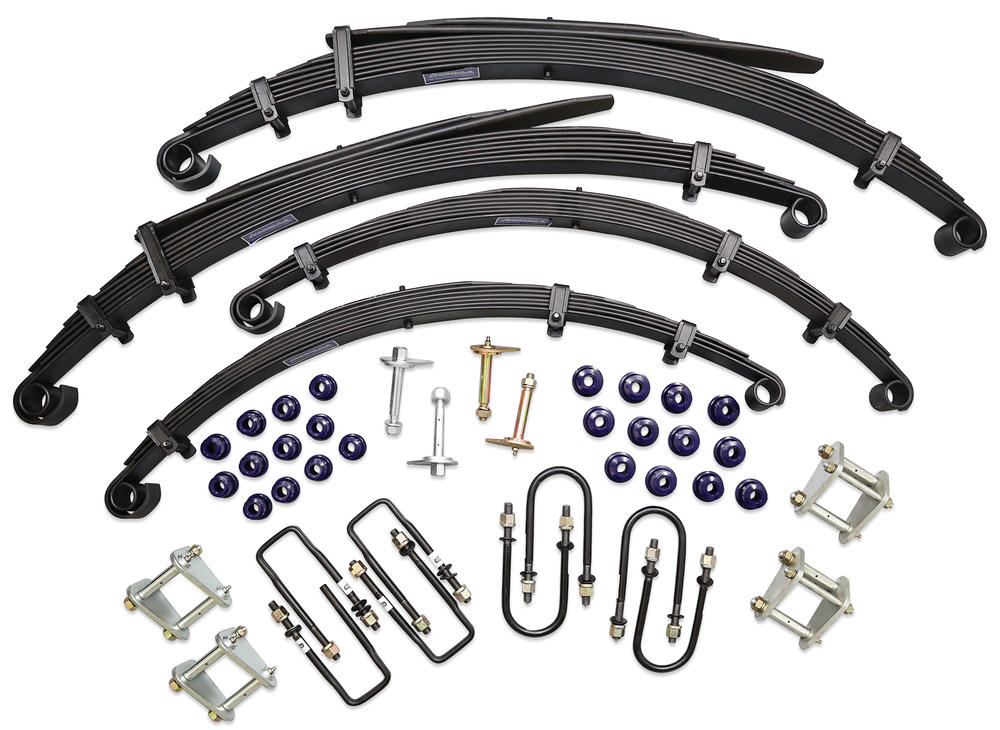 Toyota Land Cruiser – Formula Leaf Spring Kit – 50mm lift, 50-100kg Front & 0-100kg (Troop Carrier) & 0-200kg (Cab Chassis) Rear