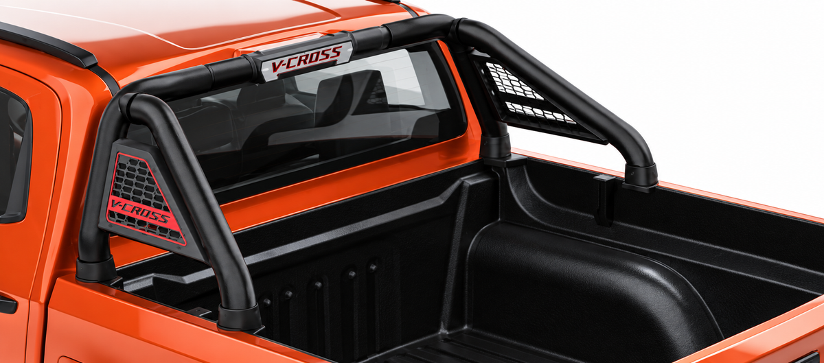 Isuzu D-Max V-Cross Gen 7 Black Stainless Steel Short-Leg Sports Bar – Double Cab & Xtra Cab