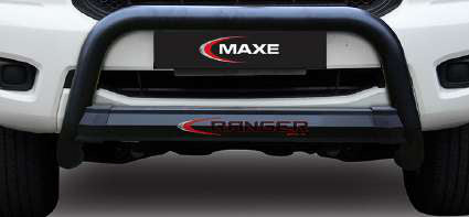 Ford Ranger T6/T7 Black Coated Stainless Steel Nudge Bar with Branded Cover