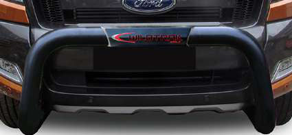 Ford Ranger Wildtrak T6/T7 Black Coated Stainless Steel Nudge Bar with Branded Cover