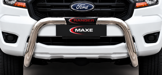 Ford Ranger T6/T7 Polished Stainless Steel Nudge Bar with Branded Cover