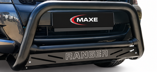 Ford Ranger T6/T7 Black Coated Nudge Bar with Sump Guard – Not Parking Sensor Compatible