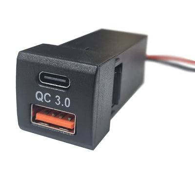 Toyota QC3 USB + Type-C Charger (22mm X 22mm) - Blue LED