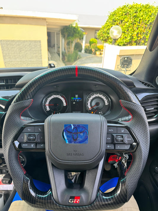 LC 300 GR STEERING WHEEL CARBON (RED)