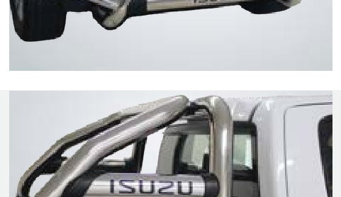 Isuzu D-Max Sports Bar Single Cab Stainless (Black Base Plates)