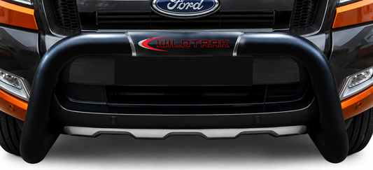 Ford Ranger Wildtrak T6/T7 Black Coated Stainless Steel Nudge Bar with Branded Cover