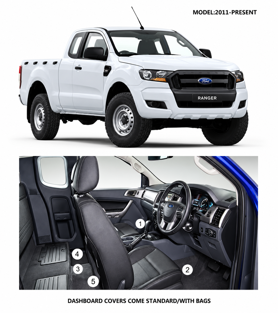 Ford Ranger 2011–2022 Rear Centre Mat