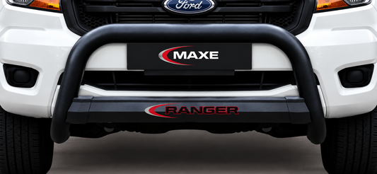Ford Ranger T6/T7 Black Coated Stainless Steel Nudge Bar with Branded Cover