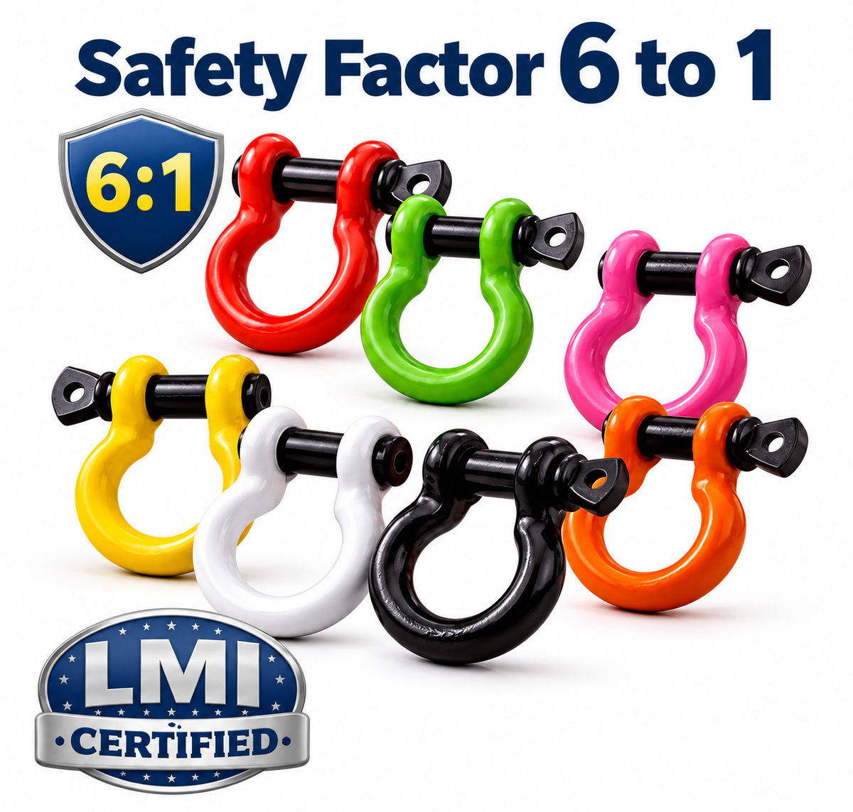 4.75T Screw Pin Bow Shackle - Red