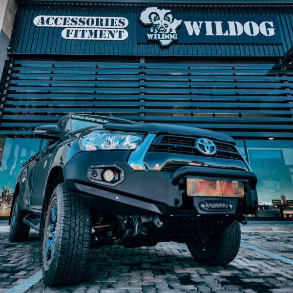 Raider (2021+) Raider K9 Front, Round Nudge, Spotlight Brackets, Black - Toyota Hilux Raider 2021+