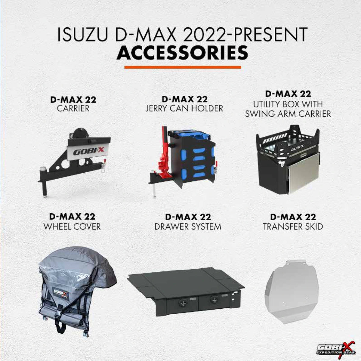 Isuzu D-Max 2022+ Drawer System - labelled accessory reference sheet