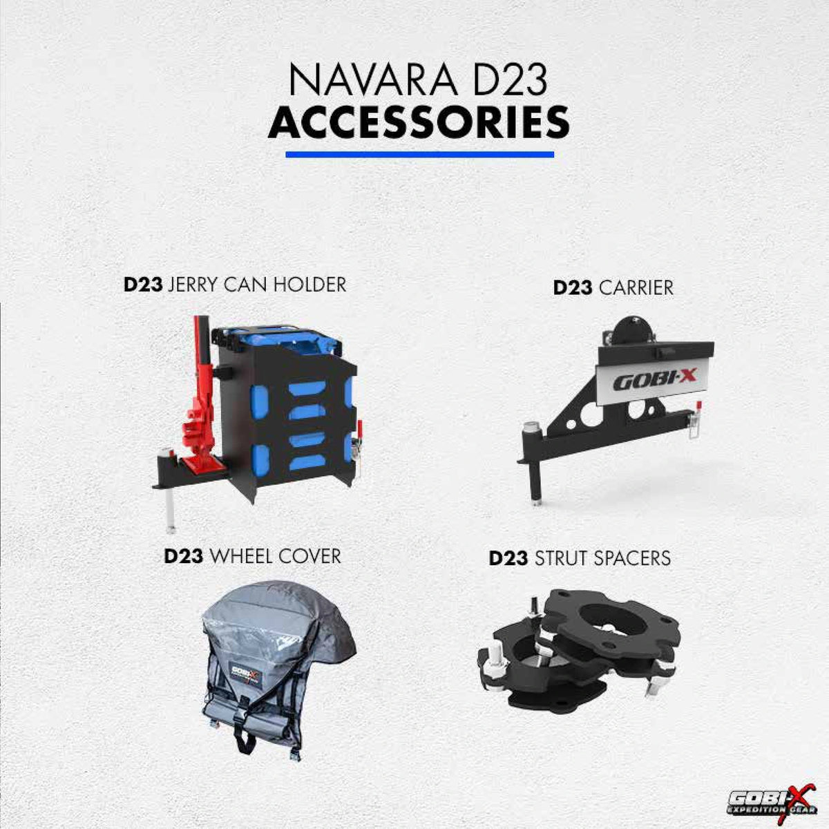 Nissan Navara D23 Jerry Can Holder - labelled accessory reference sheet