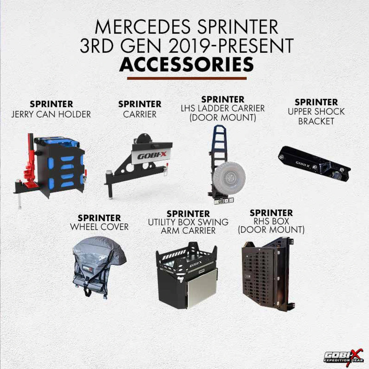 Mercedes-Benz Sprinter 3rd Gen 2019+ Upper Shock Bracket - labelled accessory reference sheet
