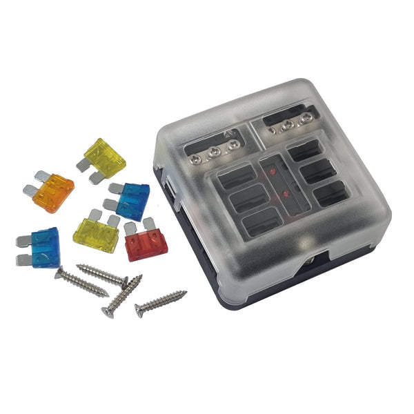 6 Way fuse Box with Negative Bus Bar