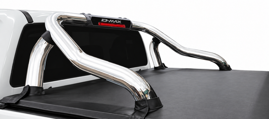 Isuzu D-Max Gen 7 Polished Stainless Steel Branded Sports Bar – With Brake Light – Double Cab & Xtra Cab
