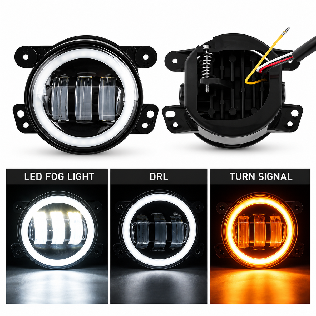 4 Inch LED Fog Lights with Indicator – Set of 2