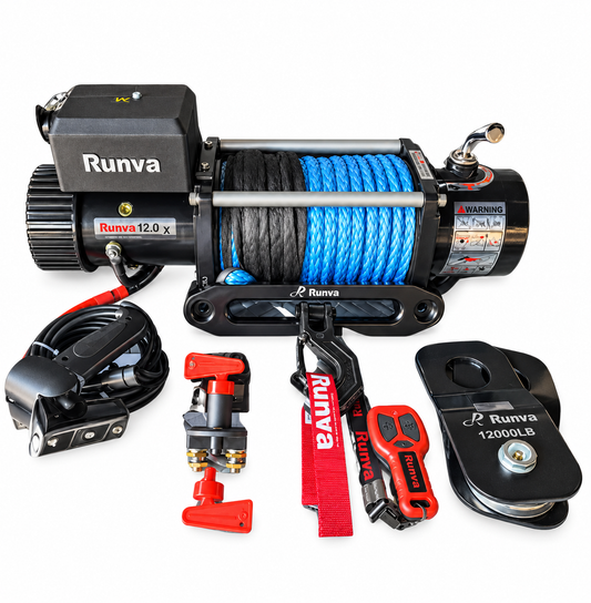 Runva 12000 lbs Winch with Synthetic Rope + 2 Remotes (Wire & Wireless)