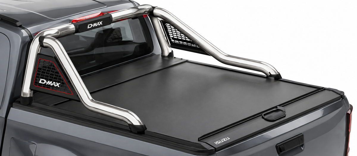 Isuzu D-Max Gen 7 Polished Stainless Steel Long-Leg Sports Bar – RollaTop Compatible – Double Cab