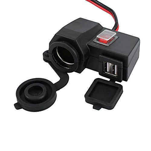 Motorcycle 3.1A USB Charger & Voltmeter - Blue LED