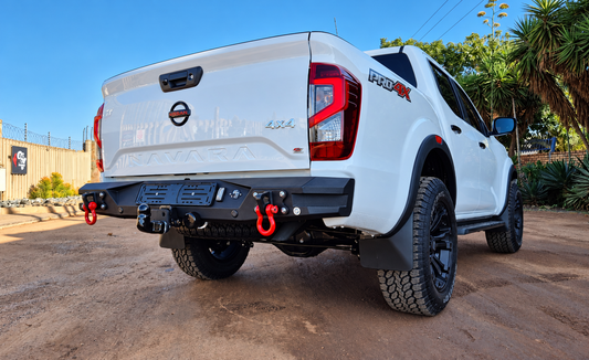 Nissan Navara 2021+ Alpha Rear Replacement Bumper, Black (Parking Sensor Compatible, Not Radar Compatible)