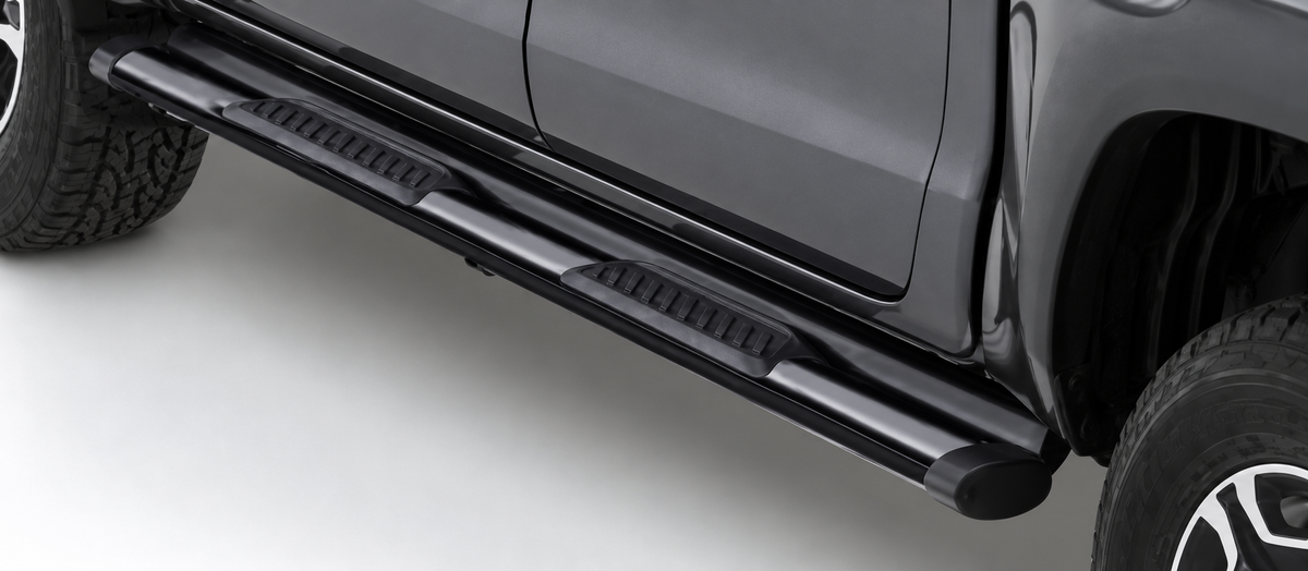 Toyota Hilux Legend 55 Xtra Cab Oval Black Stainless Steel Side Steps