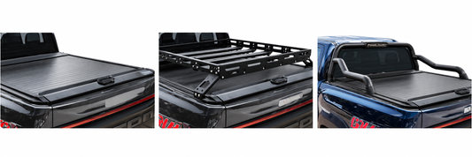 Foton Tunland V7 RollaTop, Cargo Rack And Black Coated Stainless Steel RollaTop Compatible Sports Bar