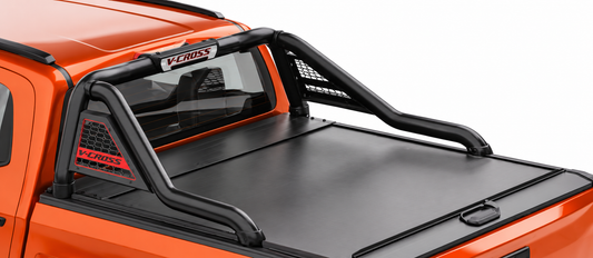 Isuzu D-Max V-Cross Gen 7 Black Stainless Steel Long-Leg Sports Bar – RollaTop Compatible – Double Cab