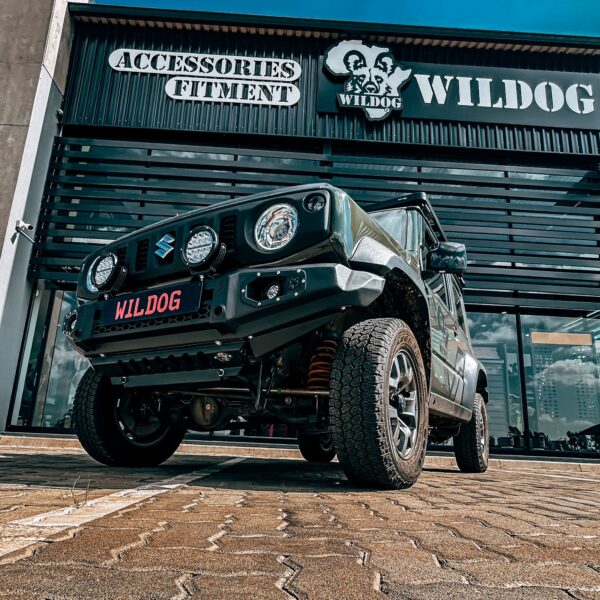 Jimny Lightweight Front , Round Nudge, Spotlight Brkts, Black - Wildog Suzuki Jimny 5 Door accessory