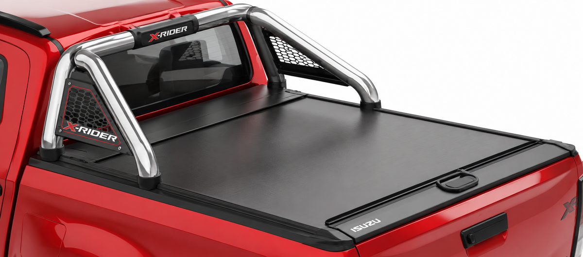 Isuzu D-Max X-Rider Gen 7 Polished Stainless Steel Short-Leg Sports Bar – RollaTop Compatible – Double Cab