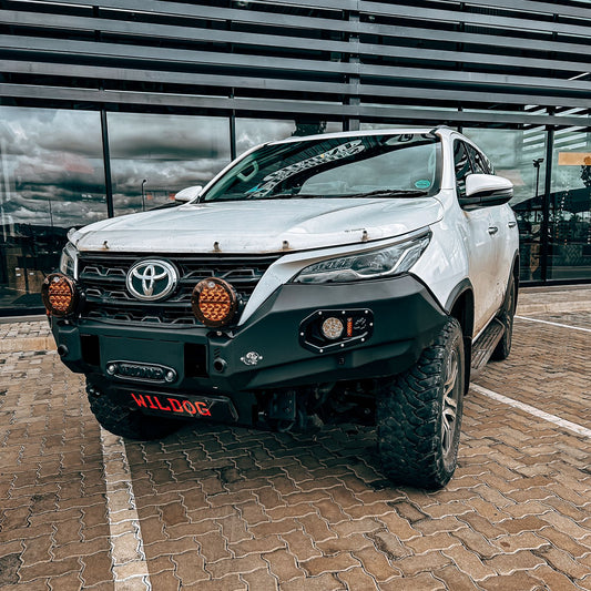 Toyota Fortuner (2021+) K9 Front Replacement Bumper, Spotlight Brackets, Black