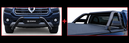 GWM P300 Double Cab Black Nudge Bar and Sports Bar Combo