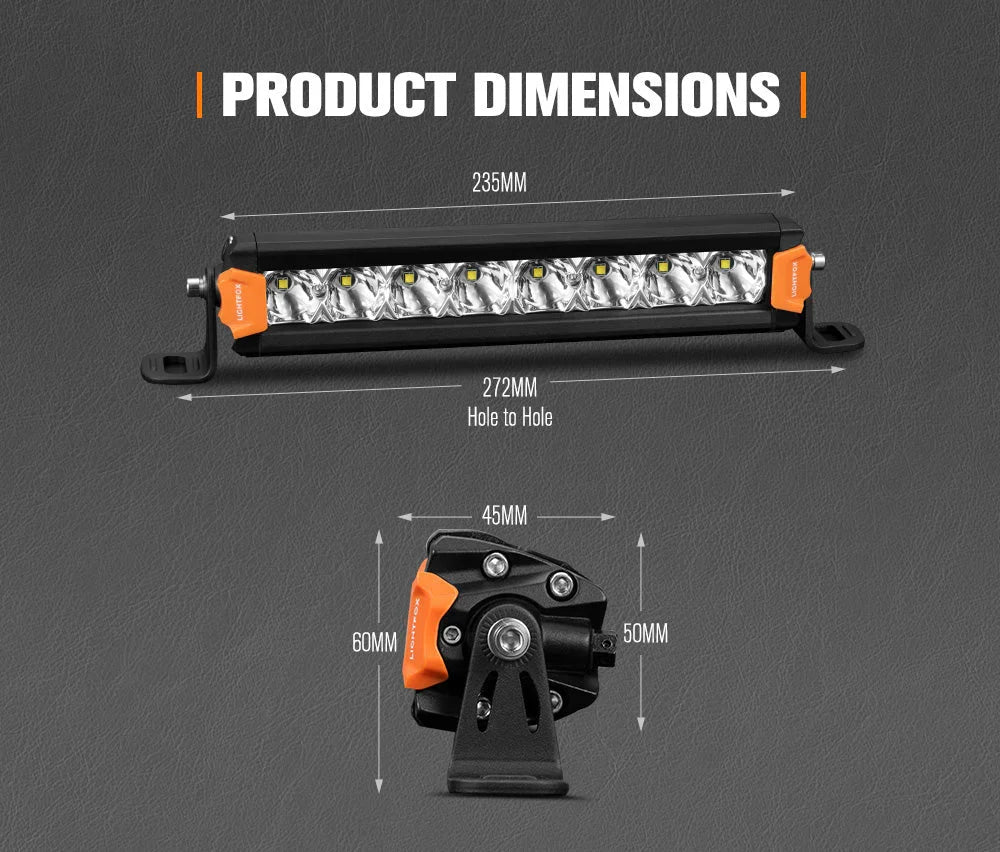 Lightfox Vega Series Pair 8Inch OSRAM LED Light Bar 1Lux @ 606M 8,856 Lumens - view 6