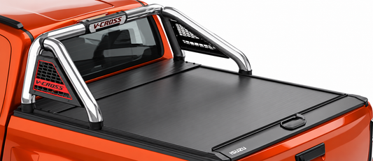 Isuzu D-Max V-Cross Gen 7 Polished Stainless Steel Short-Leg Sports Bar – RollaTop Compatible – Double Cab