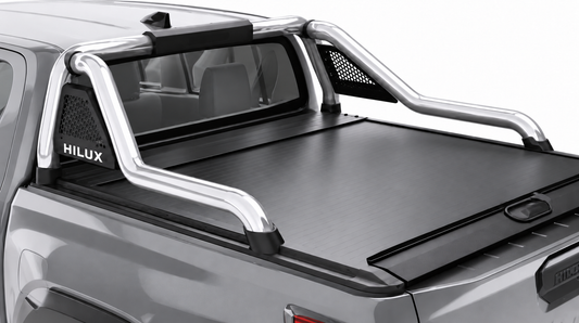 Toyota Hilux 2026 Polished Stainless Steel Long Leg RollaTop Compatible Sports Bar