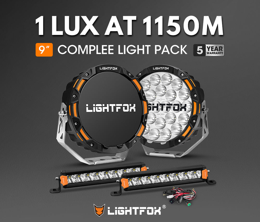 Lightfox OSRAM 9-Inch Driving Lights 1,150m + 8-Inch LED Pod Light Kit