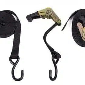 Ratchet Tie-Down Strap with S-Hooks – Black