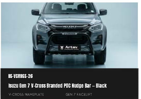 Isuzu Gen 7 V-Cross Branded PDC Nudge Bar Black